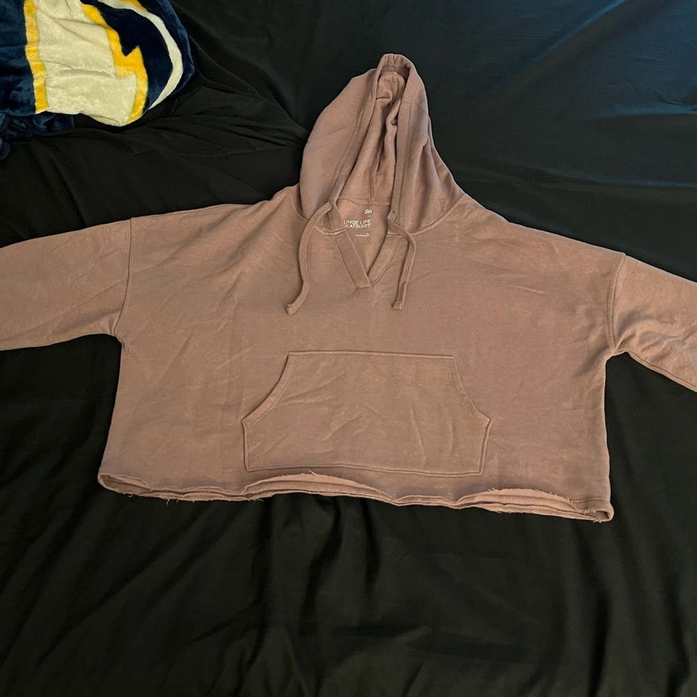 So Lounge Life cropped hoodie muted plum color in size xl
